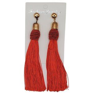 Red Tassel Earrings | Bold Statement Jewelry | NWT | Packaging Transfer Noted